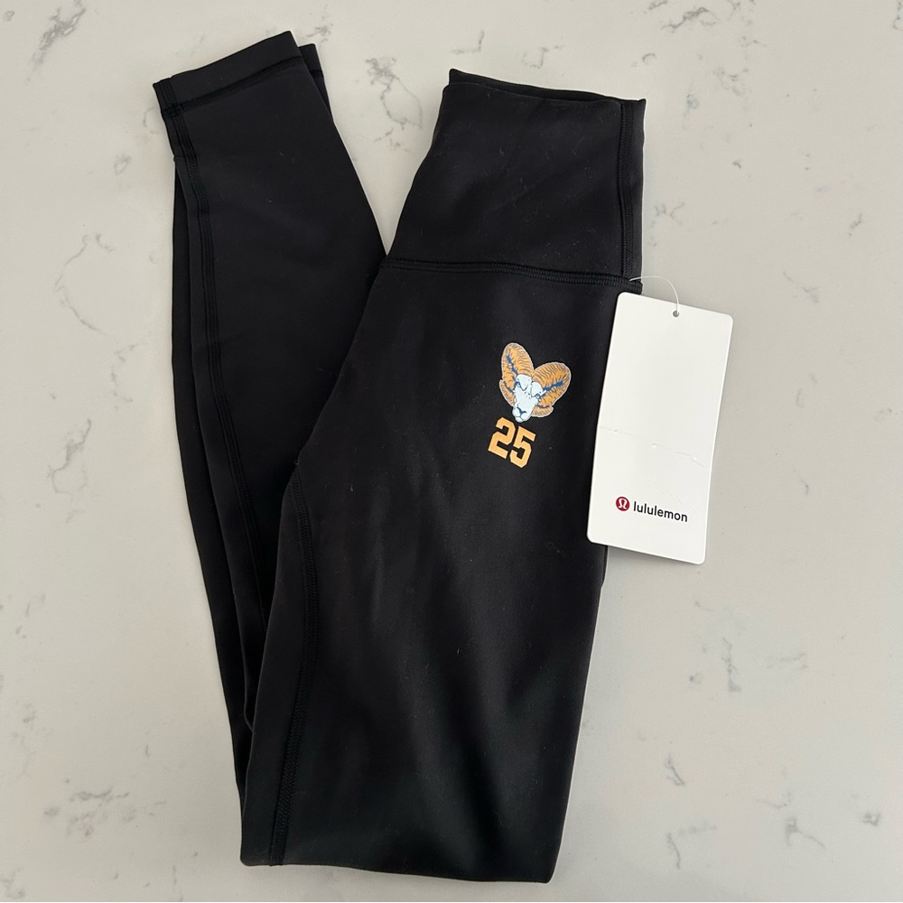 lululemon athletica Wunder train 28” Black Leggings Sz 2 Ram Stamped Logo